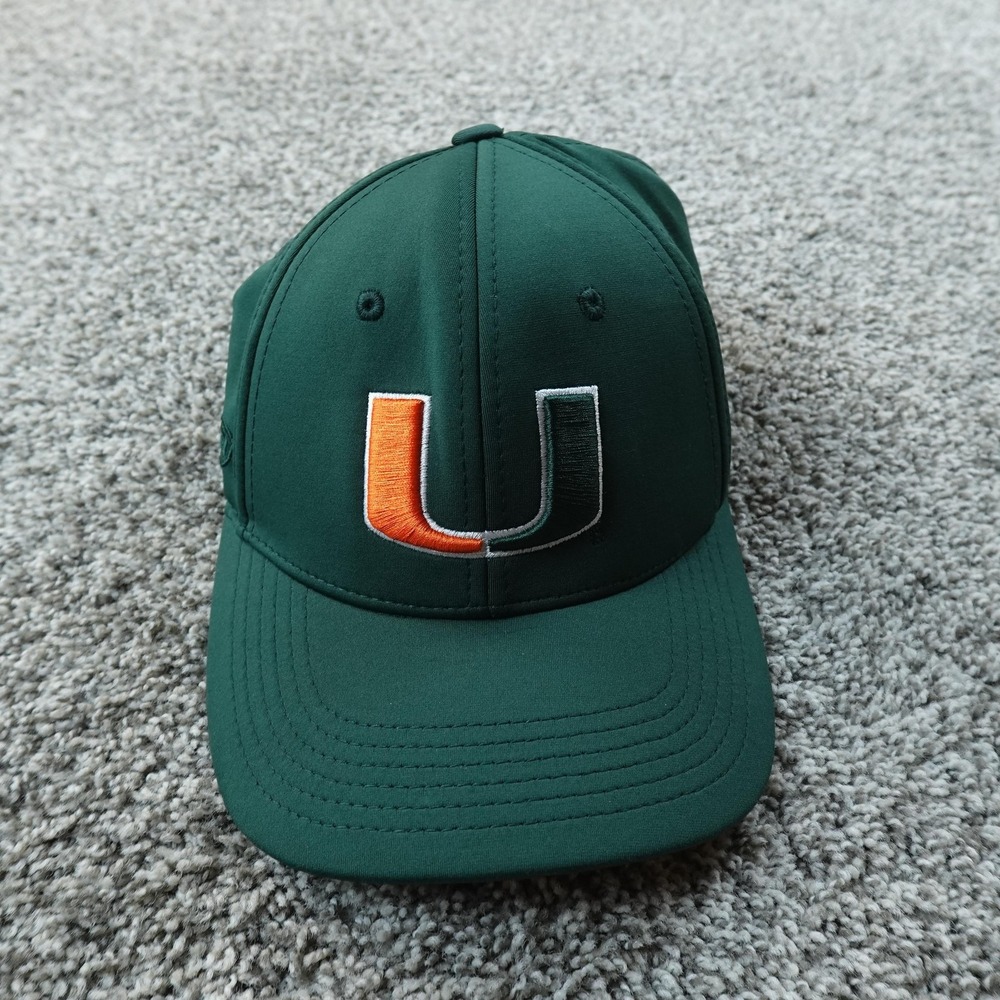 Miami Hurricanes Hat Cap Mens M Green Fitted Flex NCAA Football Top Of The World